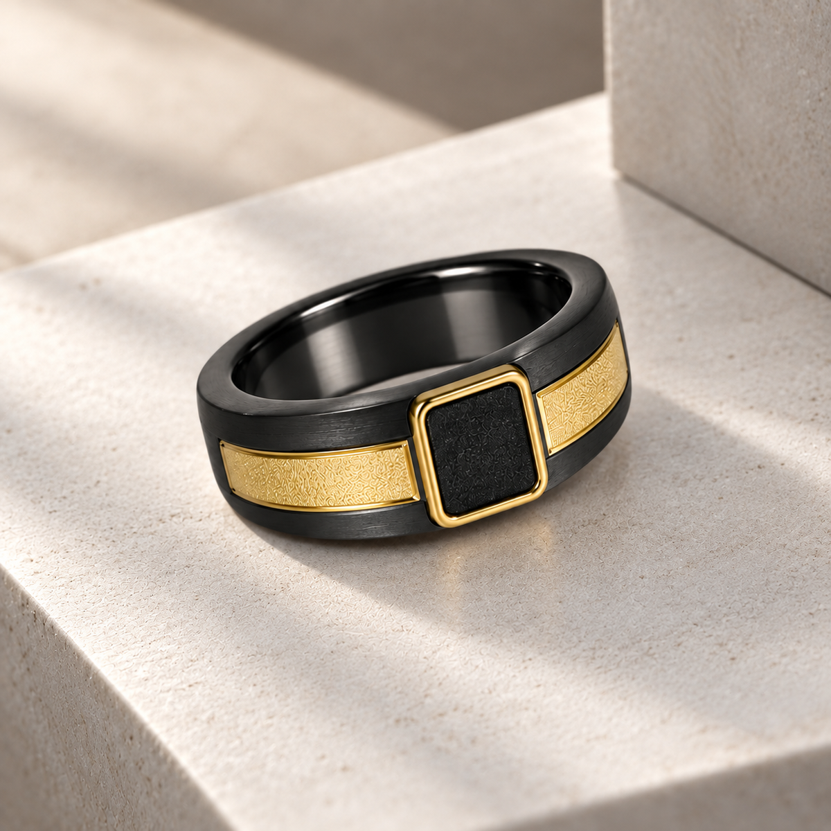 Midnight Gold Inlay Ring
