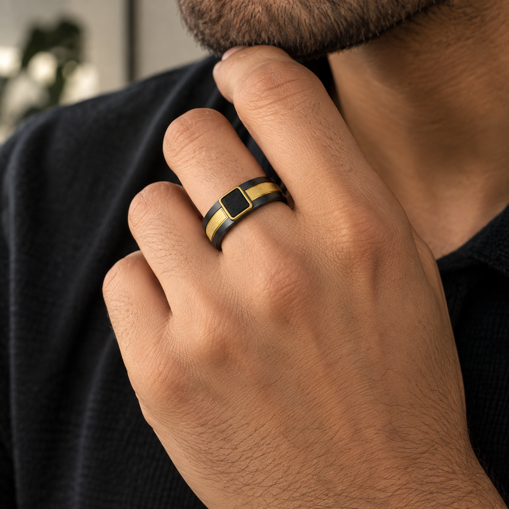 Midnight Gold Inlay Ring