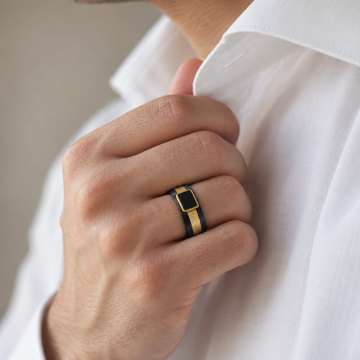 Midnight Gold Inlay Ring