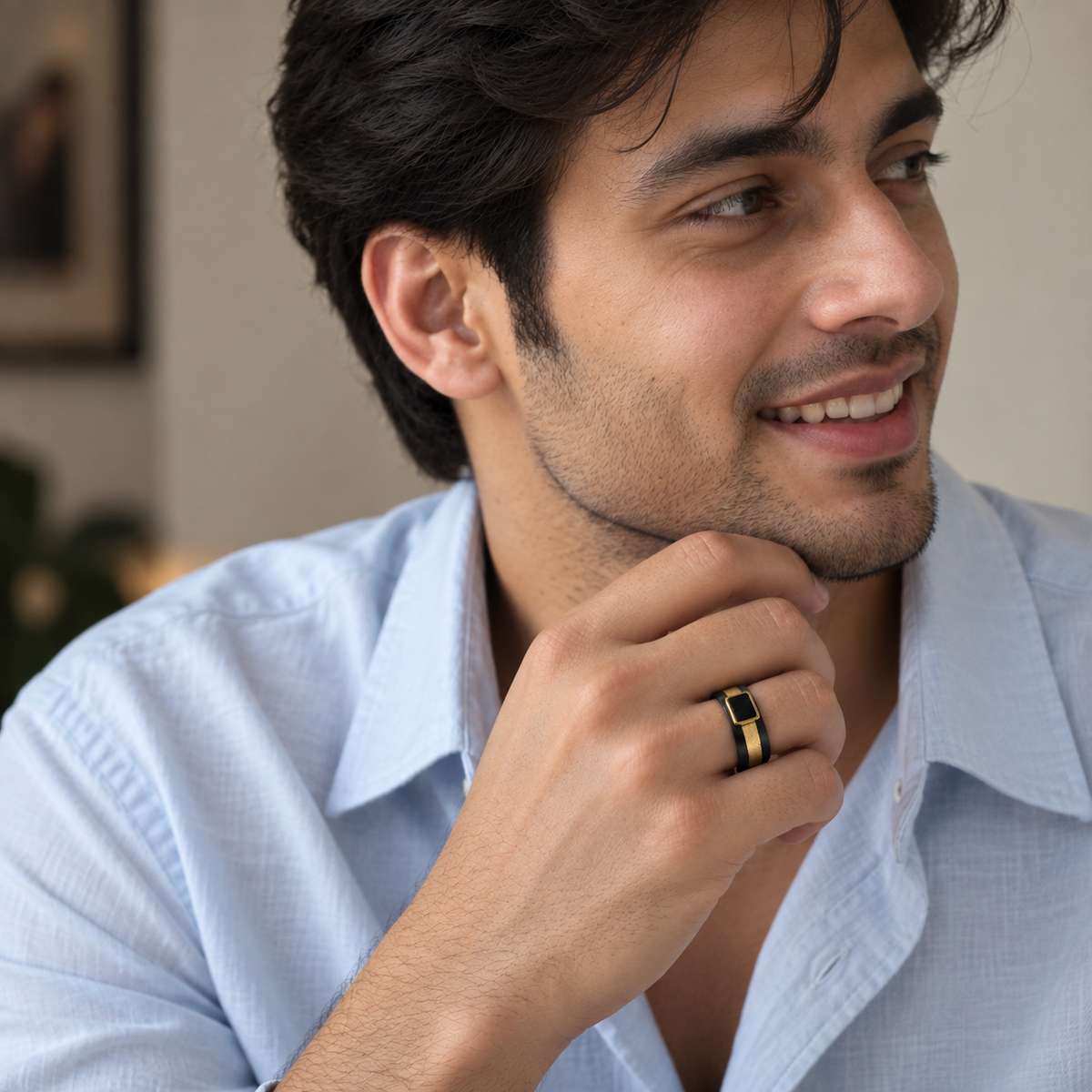 Midnight Gold Inlay Ring