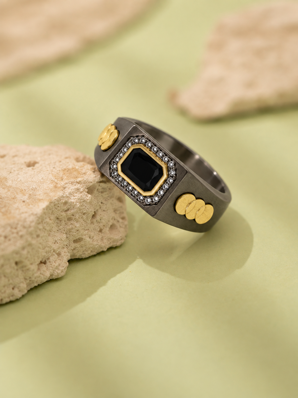 Onyx Halo Signet Ring
