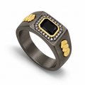 Onyx Halo Signet Ring