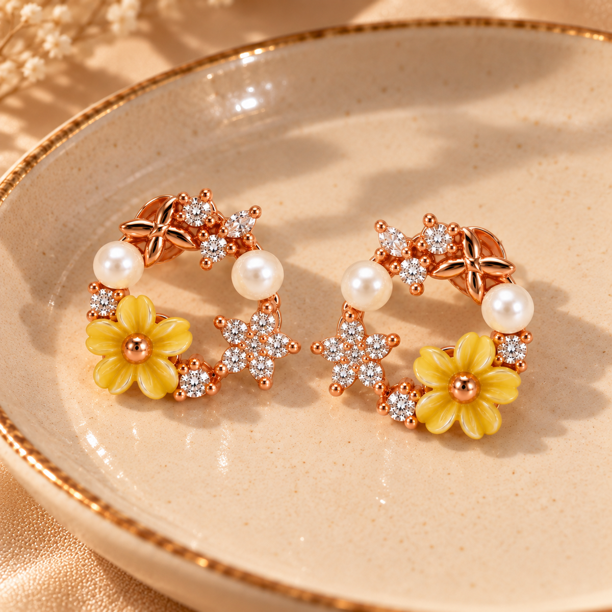 Golden Bloom Wreath Studs