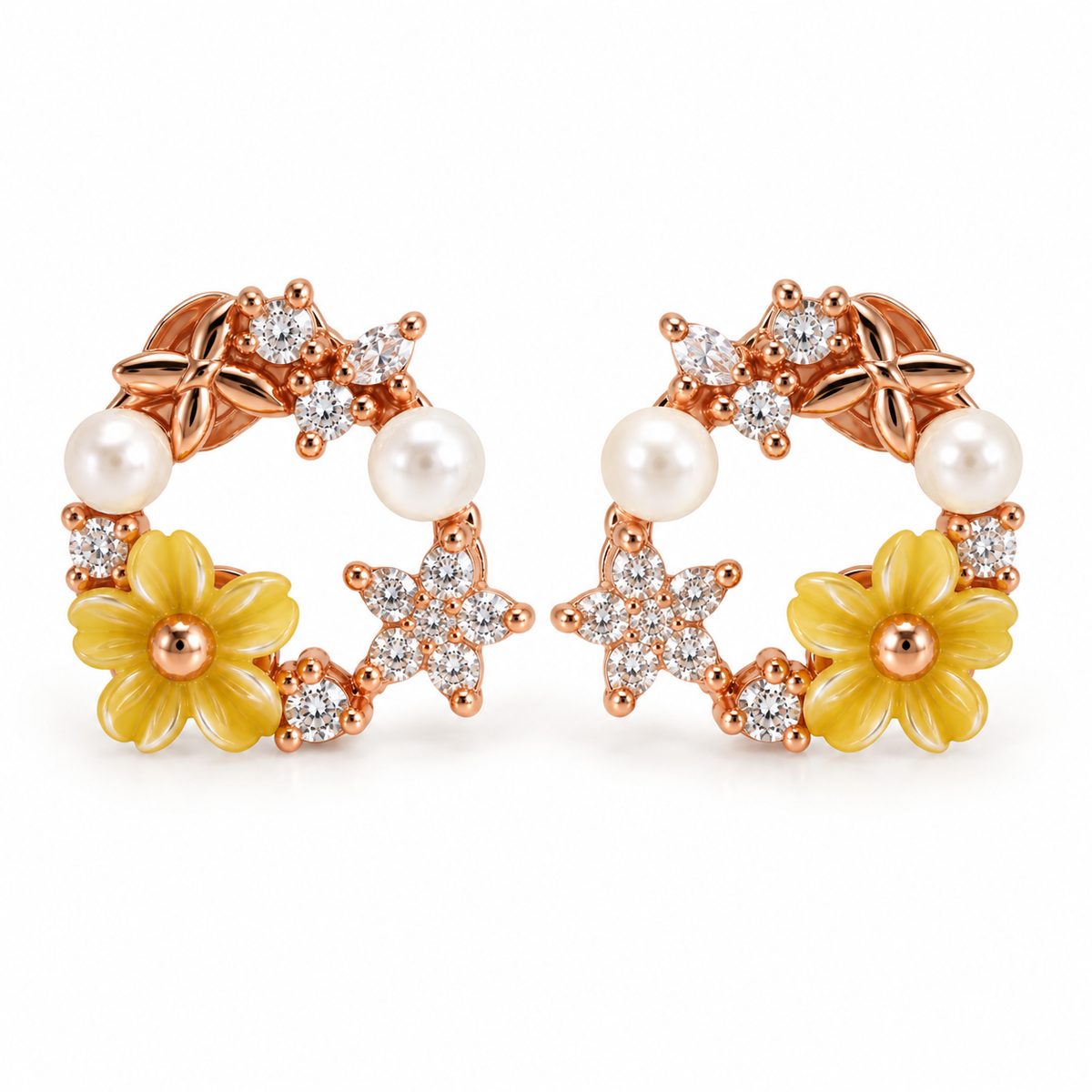 Golden Bloom Wreath Studs