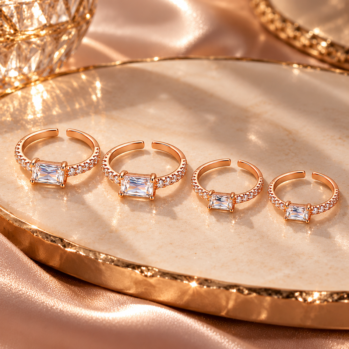 Rosé Glint Toe Rings