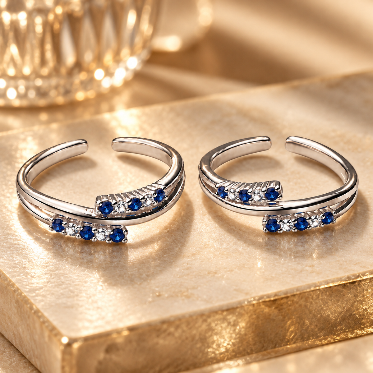 Sapphire Twist Toe Rings