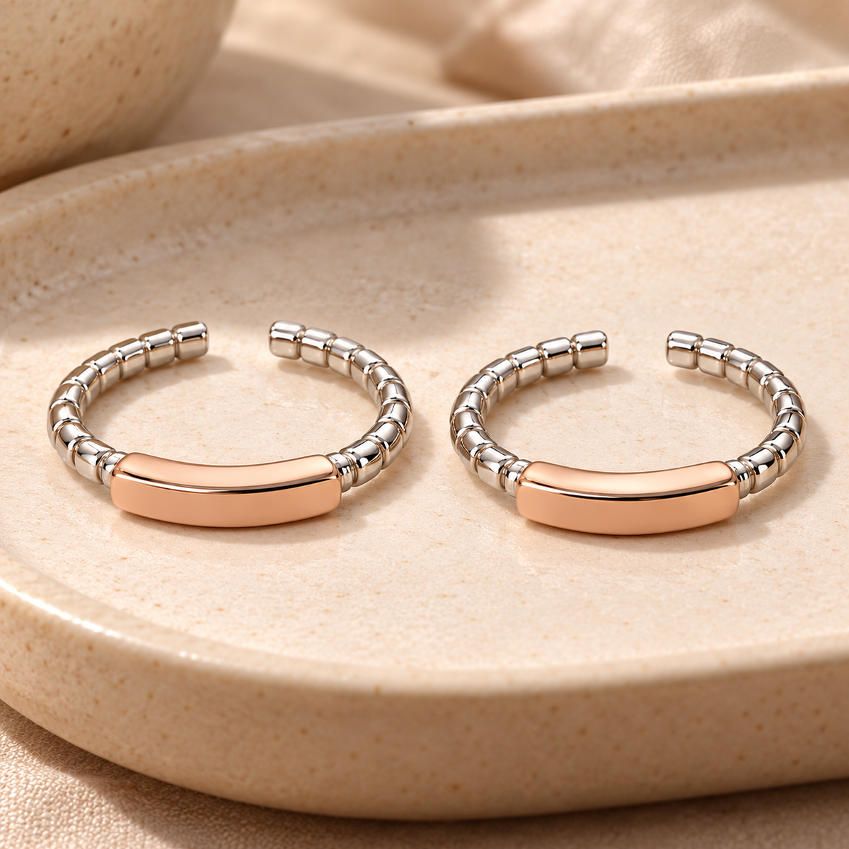 Duotone Bar Toe Rings
