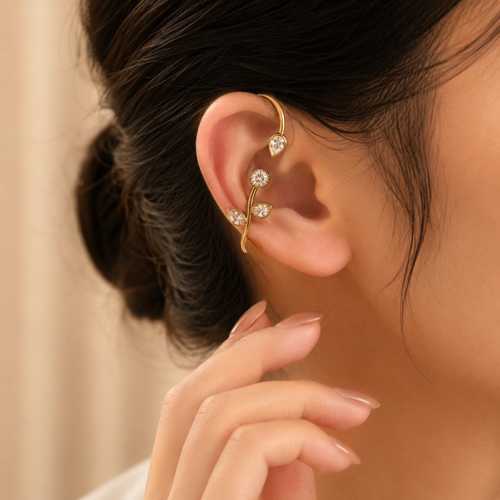 Gilded Ivy Ear Cuff Climbers