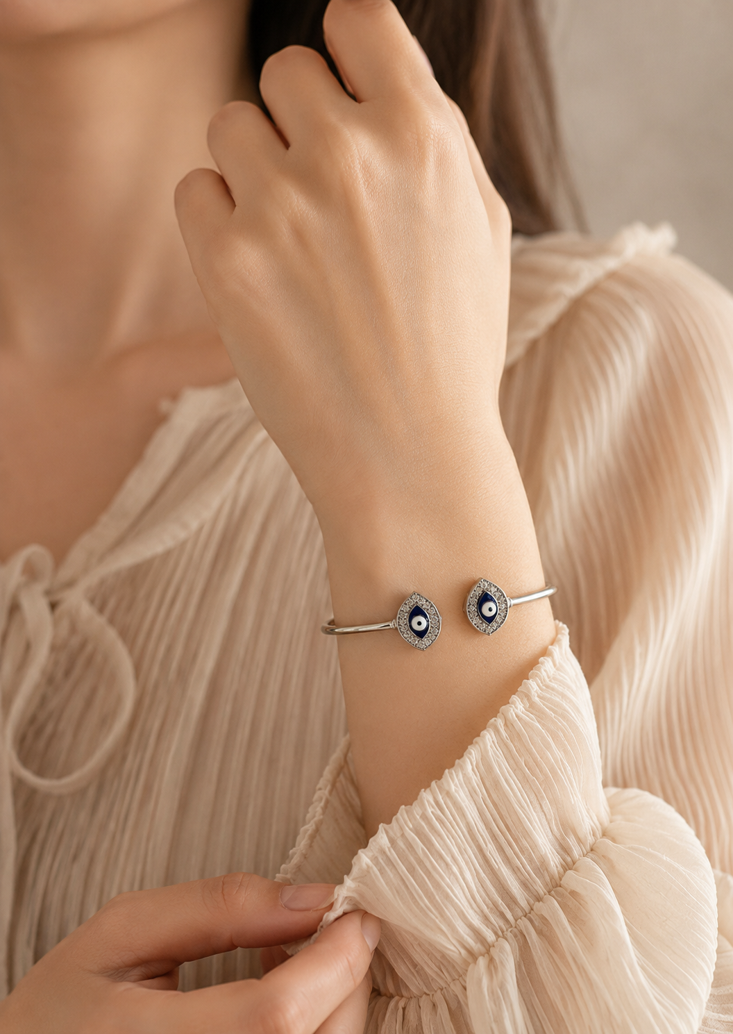 Evil Eye Open Cuff Bangle