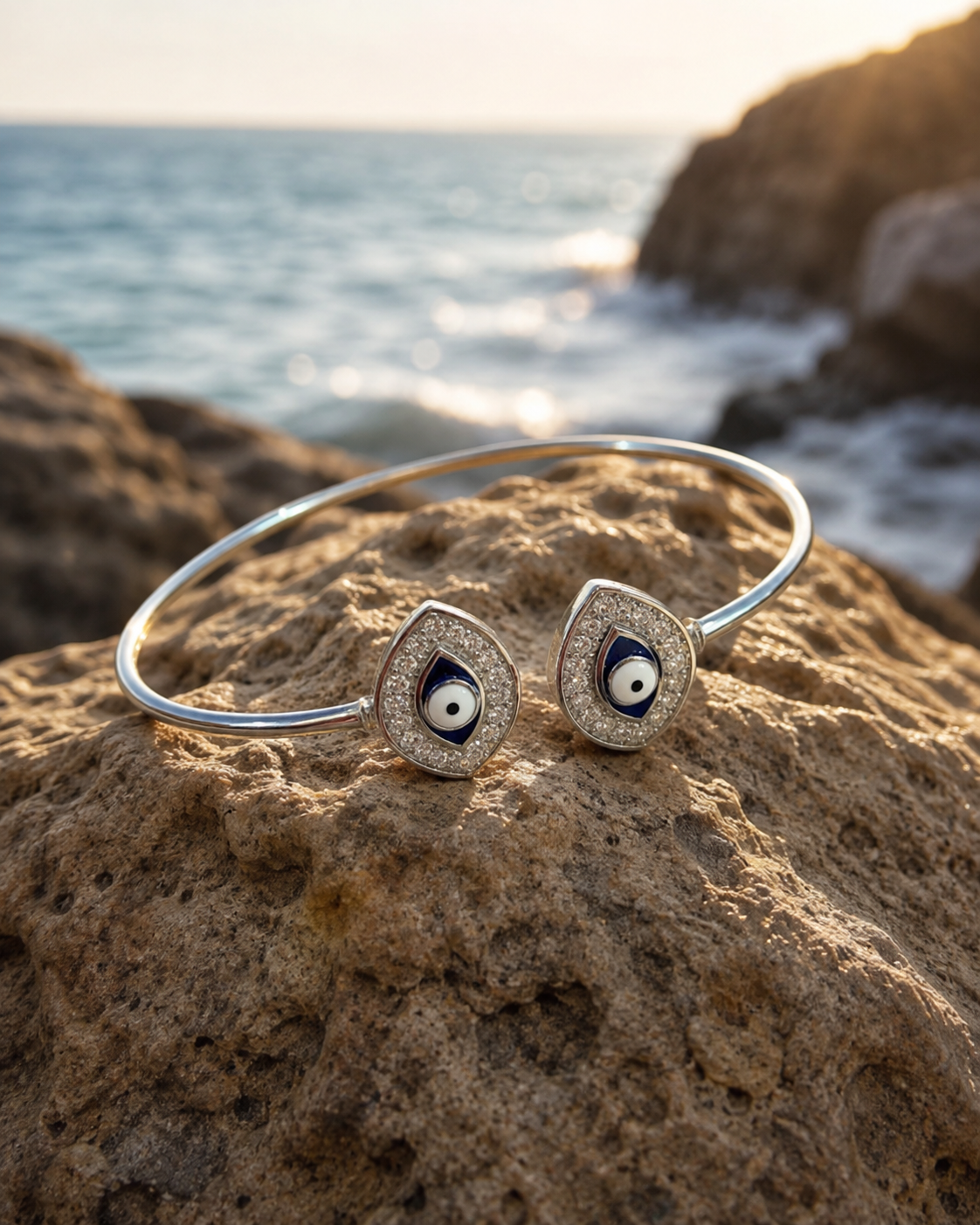Evil Eye Open Cuff Bangle