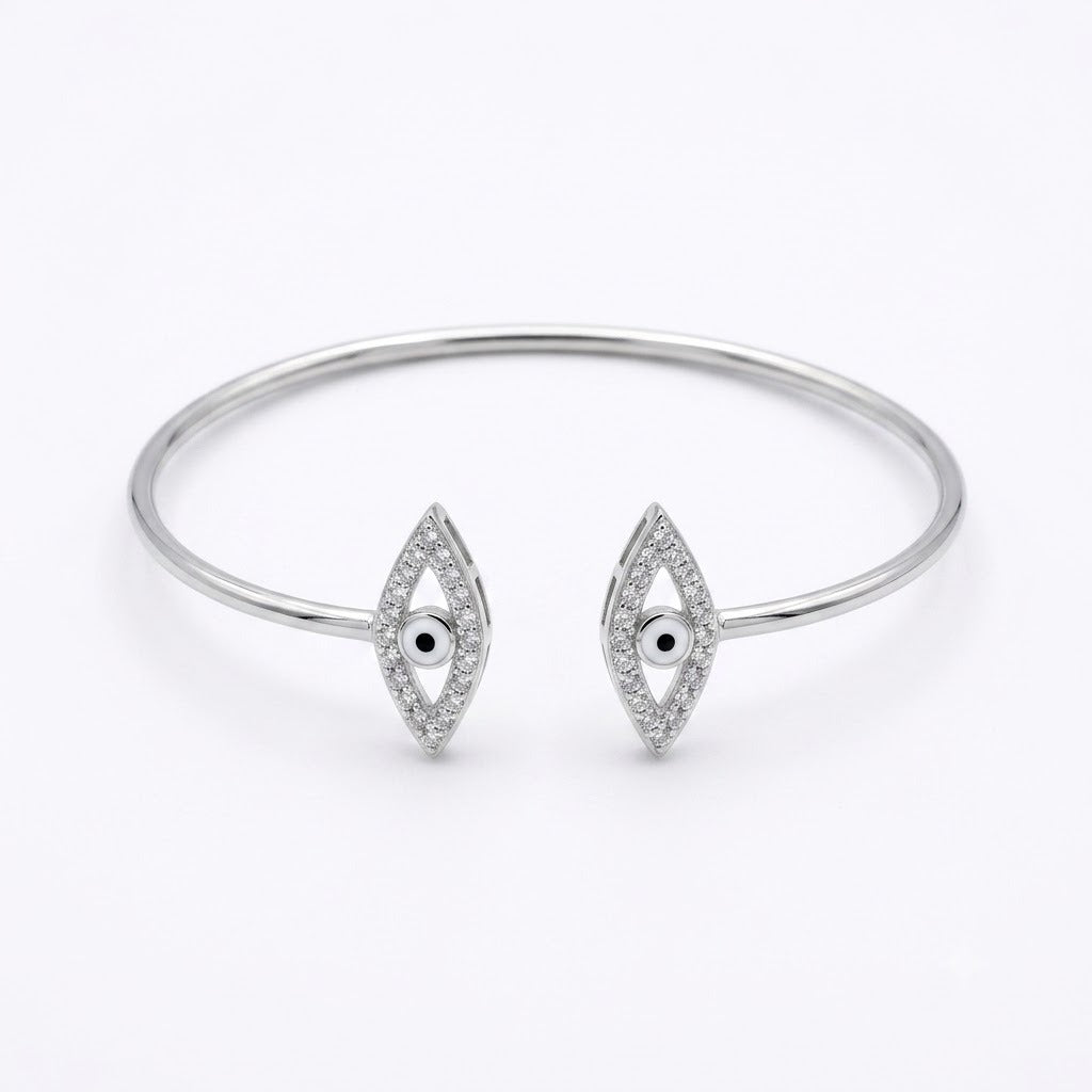 Evil Eye Marquise Wire Bangle