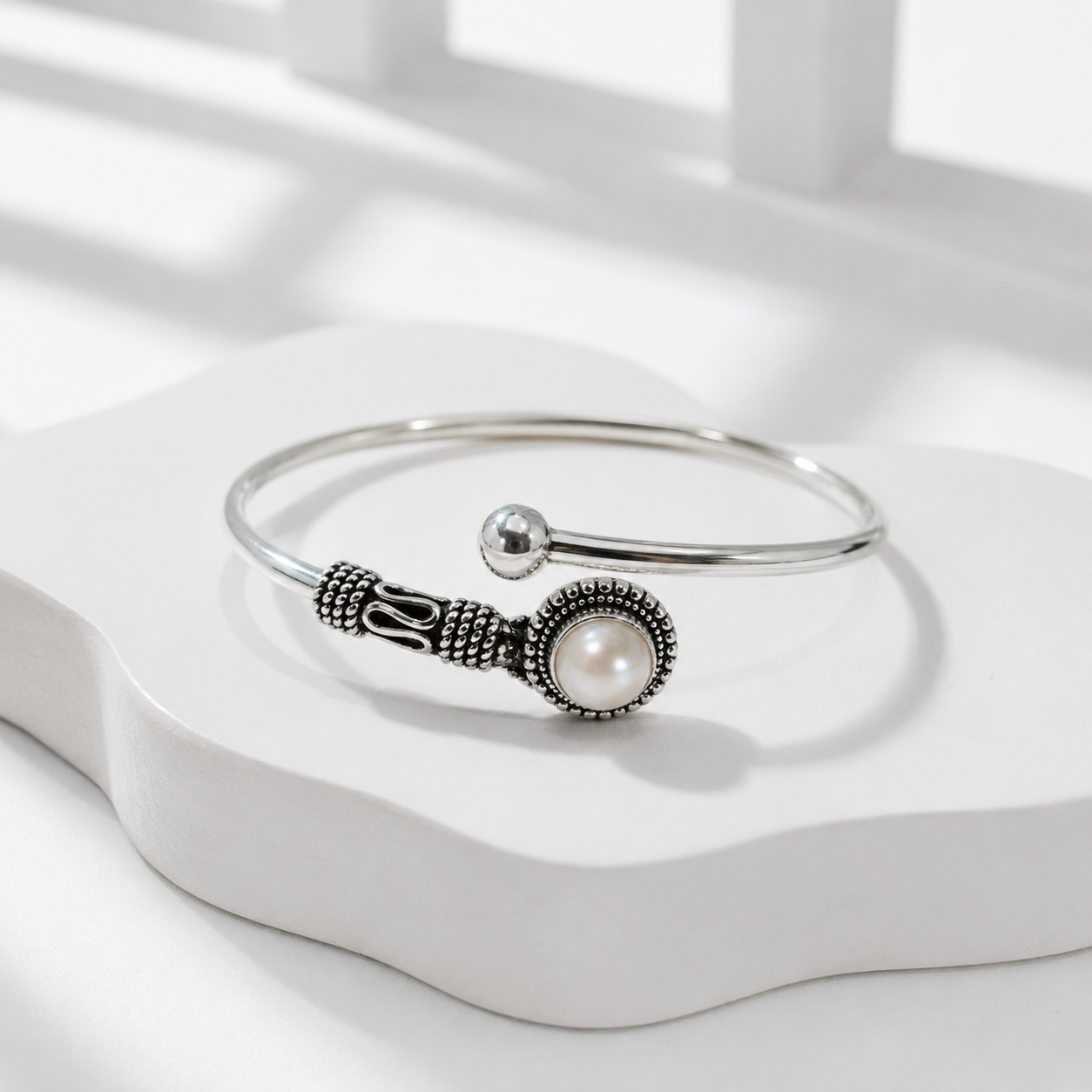 Moonlight Pearl Bypass Bangle