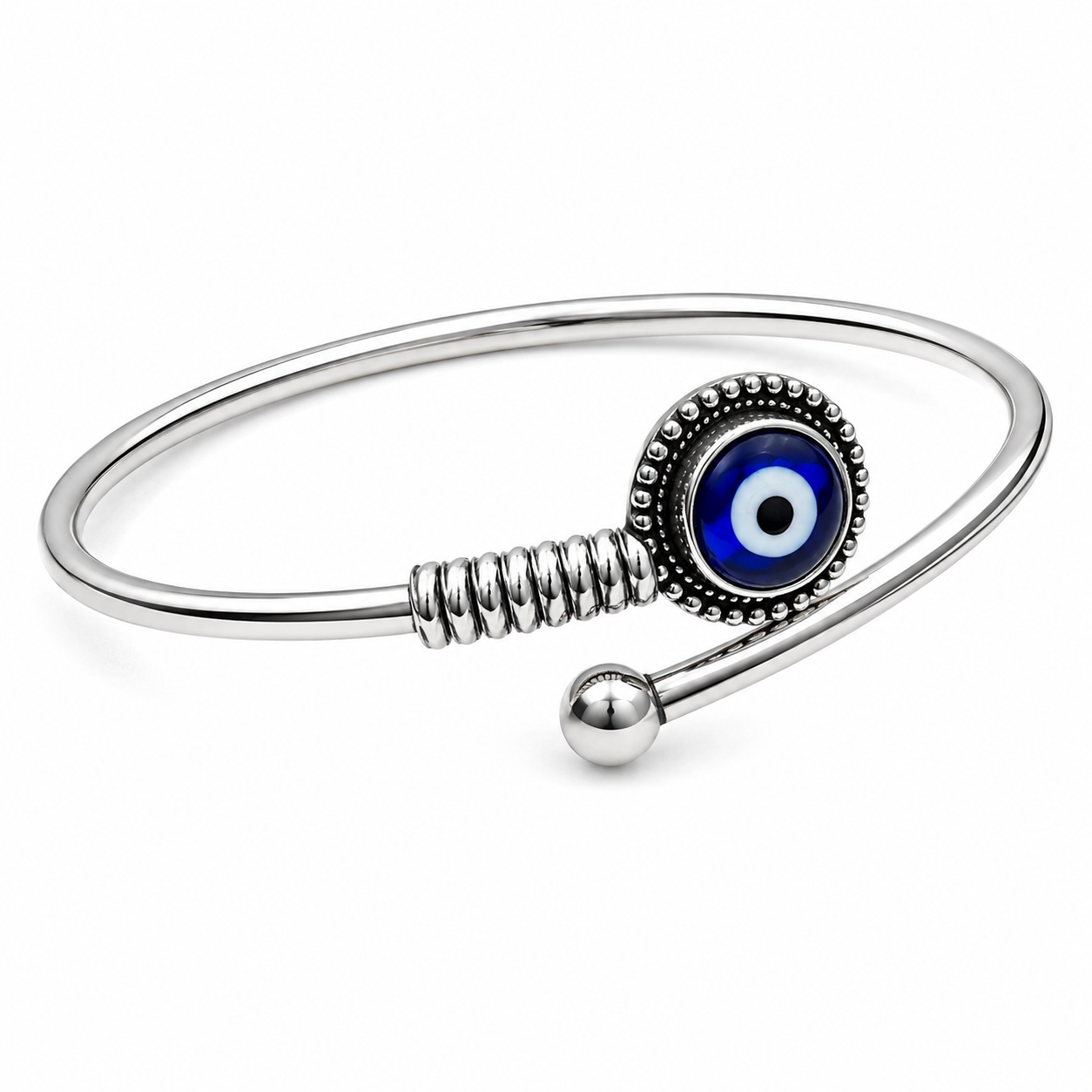 Evil Eye Beaded Cuff Bangle