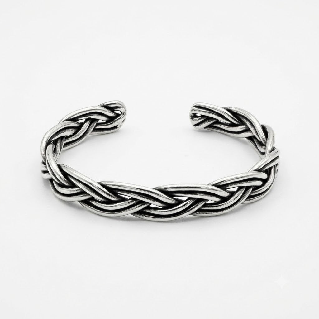 Braided Plait Loop Cuff Bracelet