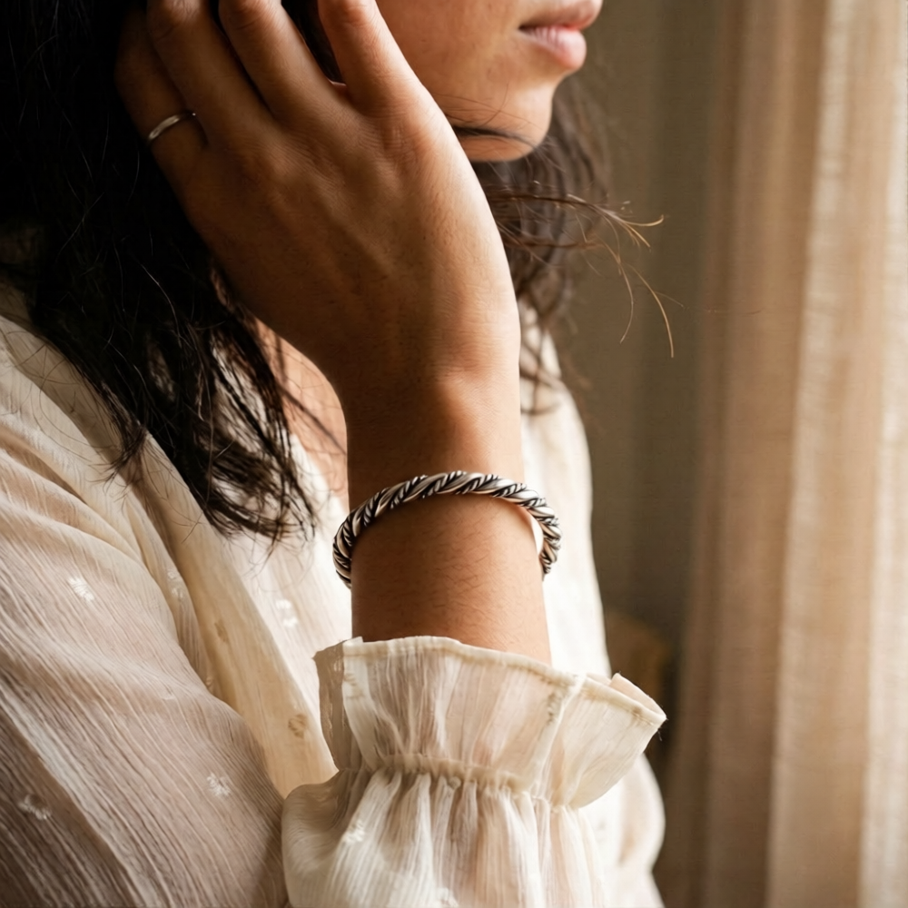 Double Helix Cable Cuff Bracelet