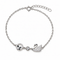 Pave Swan & Circle Charm Bracelet