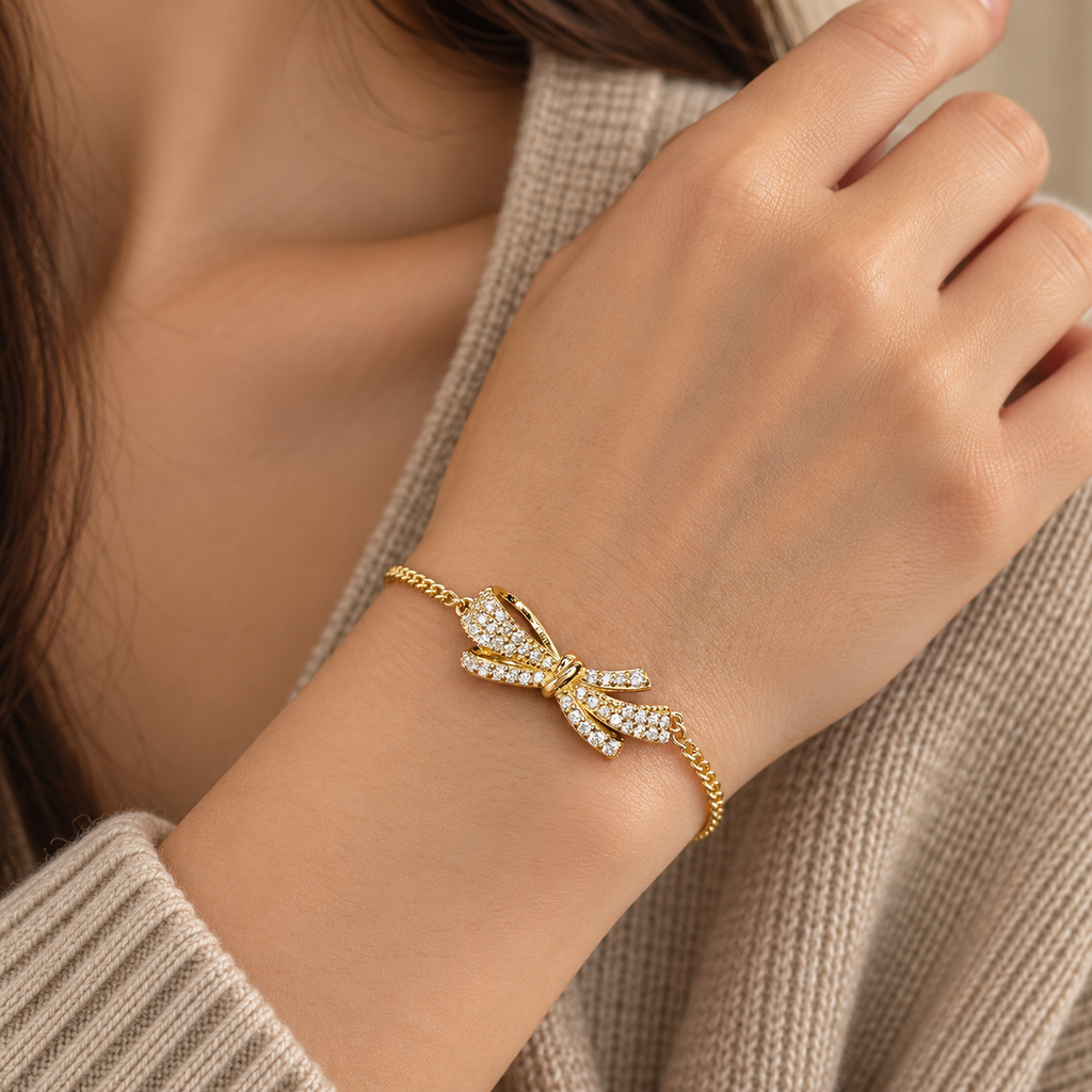 Pave Ribbon Bow Bracelet