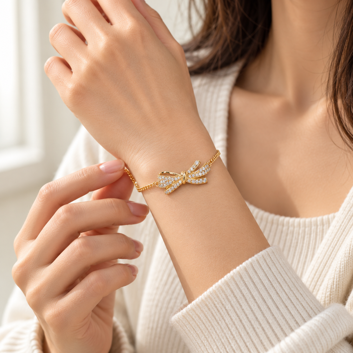 Pave Ribbon Bow Bracelet