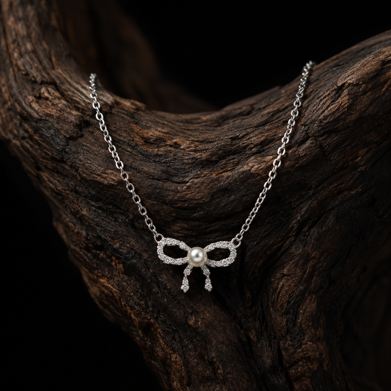 Pearl Bow Pendant Necklace
