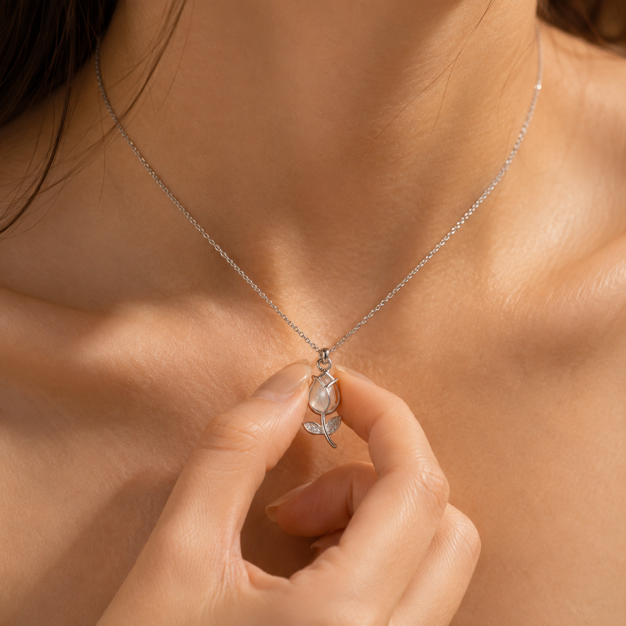Blooming Tulip Pendant Necklace