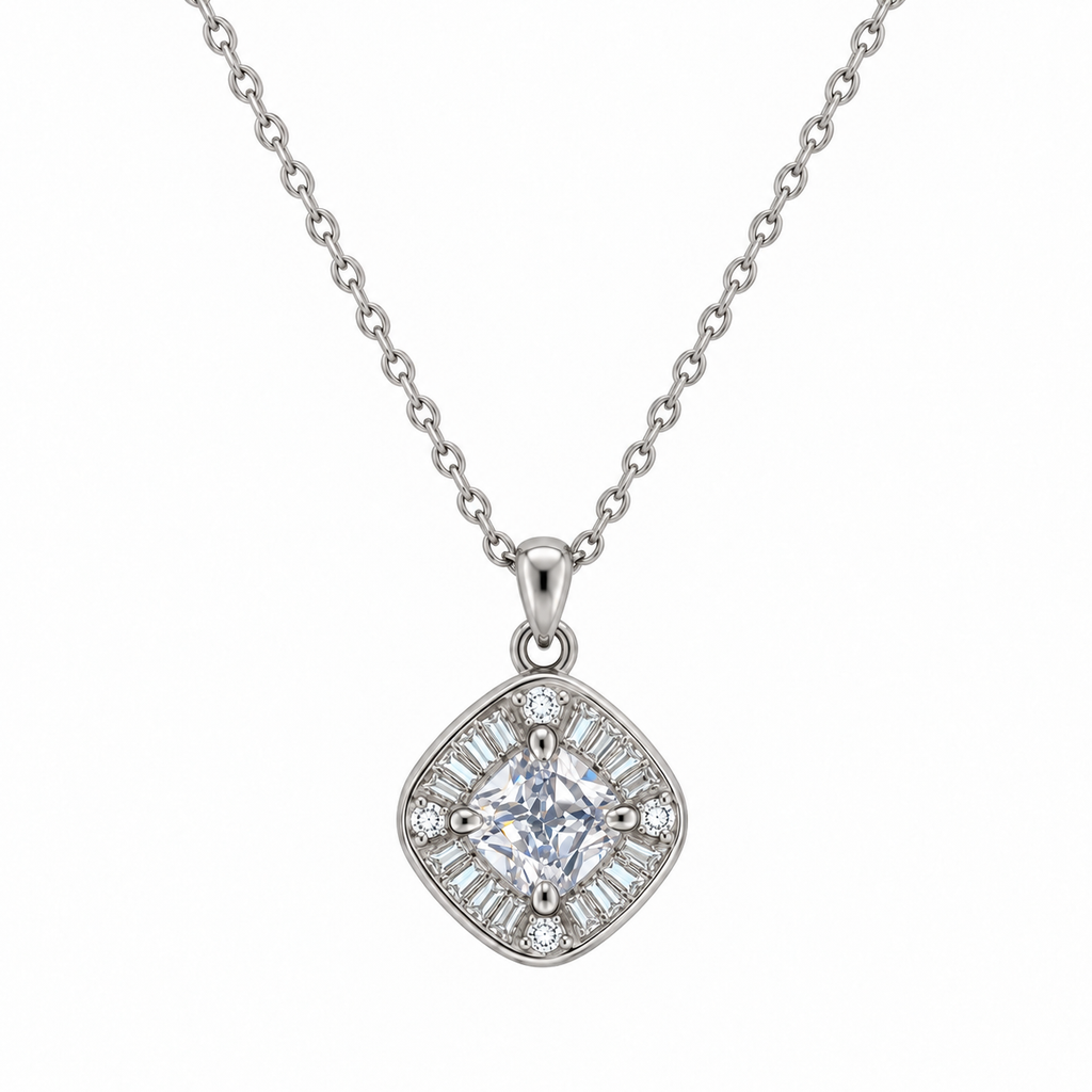 Vintage Cushion Halo Pendant
