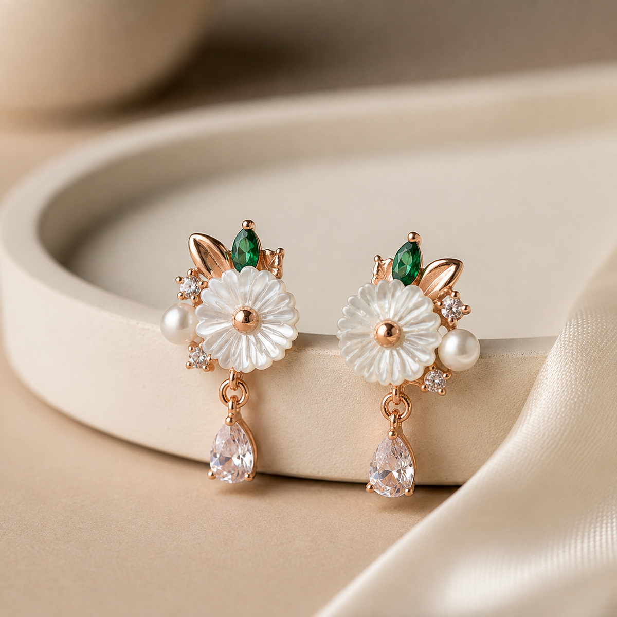 Pearl Flower Drop Earrings