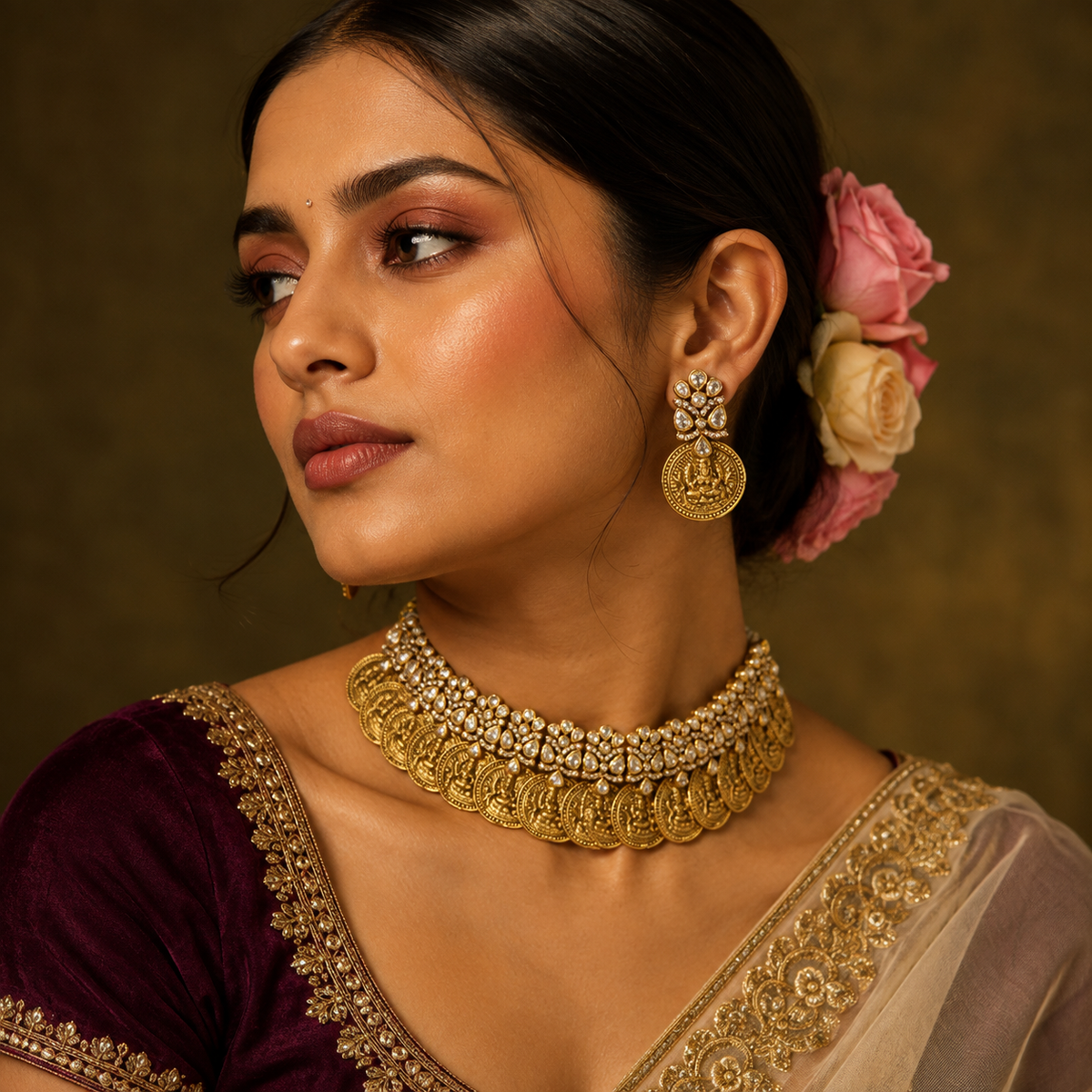 Lakshmi Coin & Kundan Strand Choker