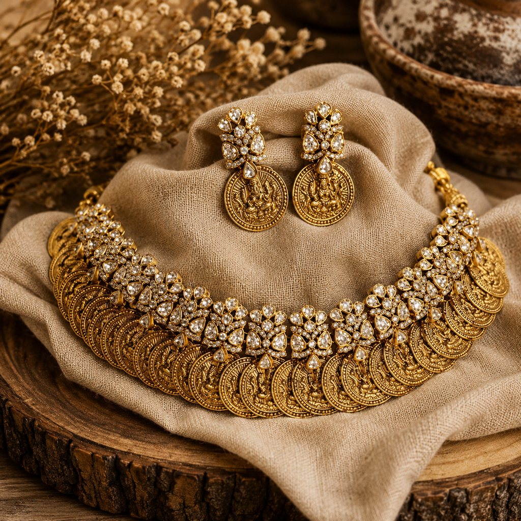 Lakshmi Coin & Kundan Strand Choker