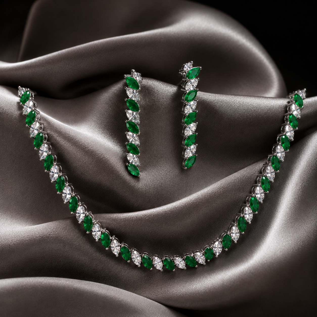 Emerald Laurel Marquise Necklace