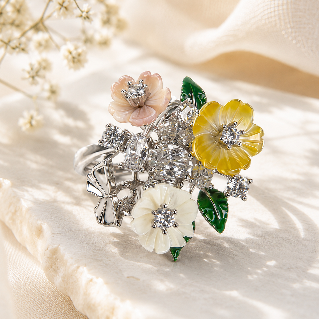 Floral Bouquet Cluster Ring