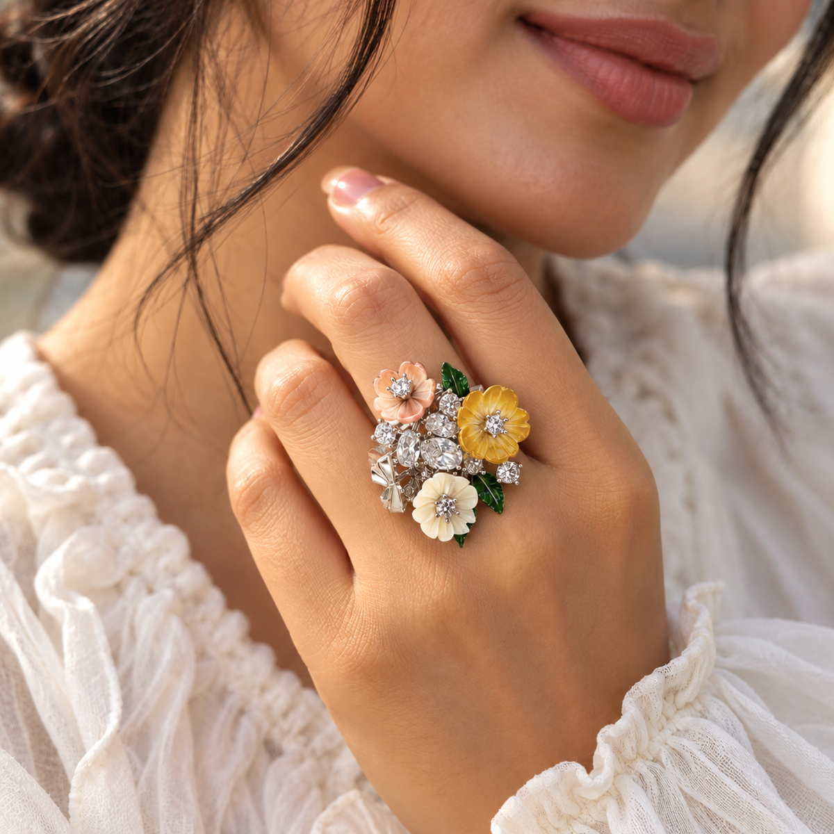 Floral Bouquet Cluster Ring