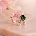 Cherry Blossom & Clover Pearl Ring