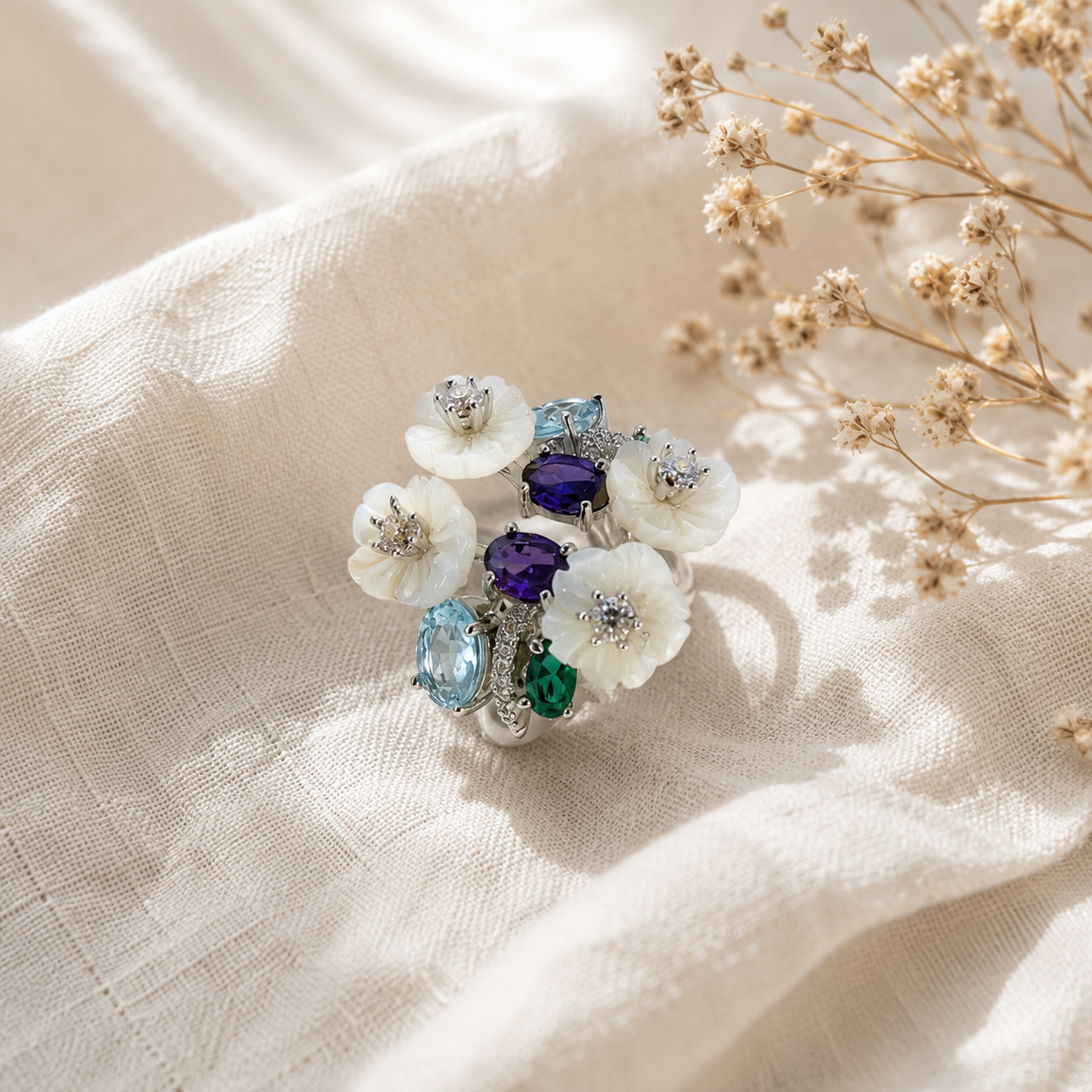 Jewel Garden Floral Cluster Ring