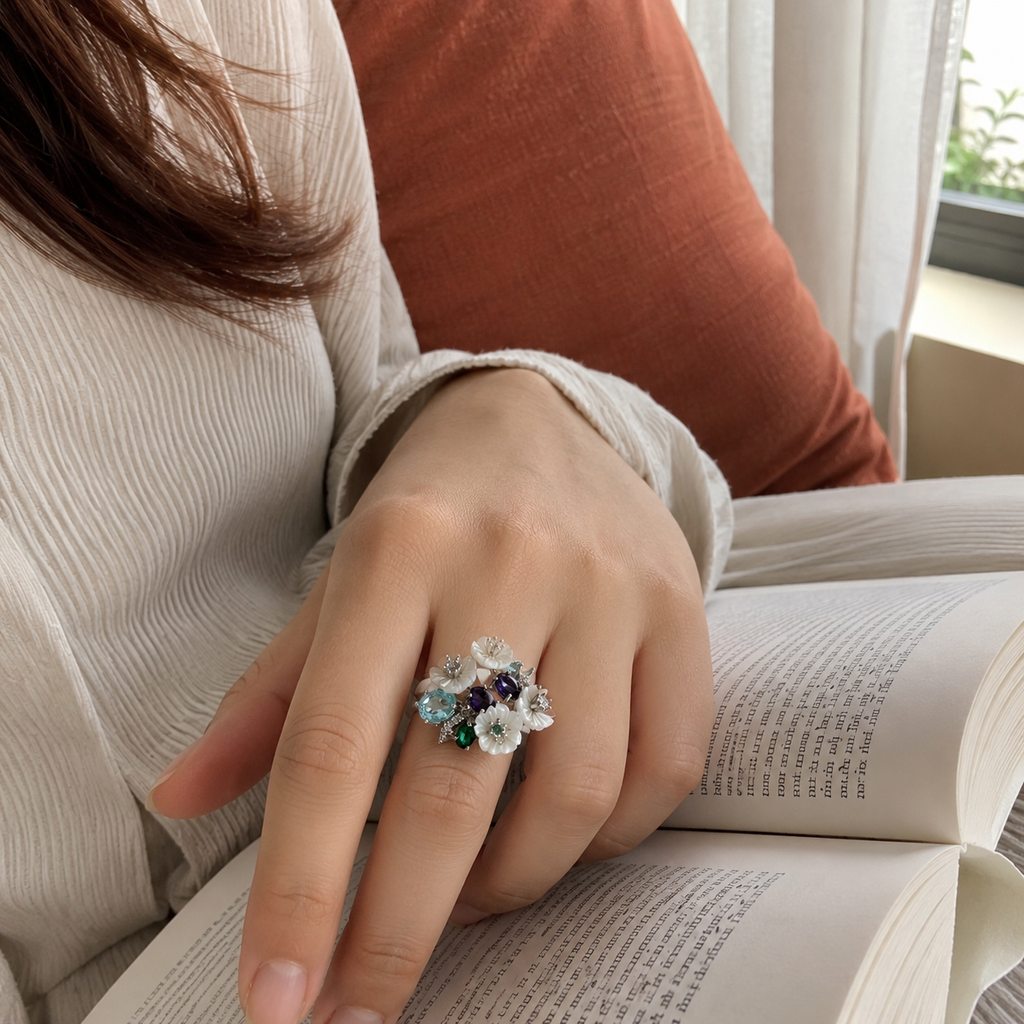 Jewel Garden Floral Cluster Ring
