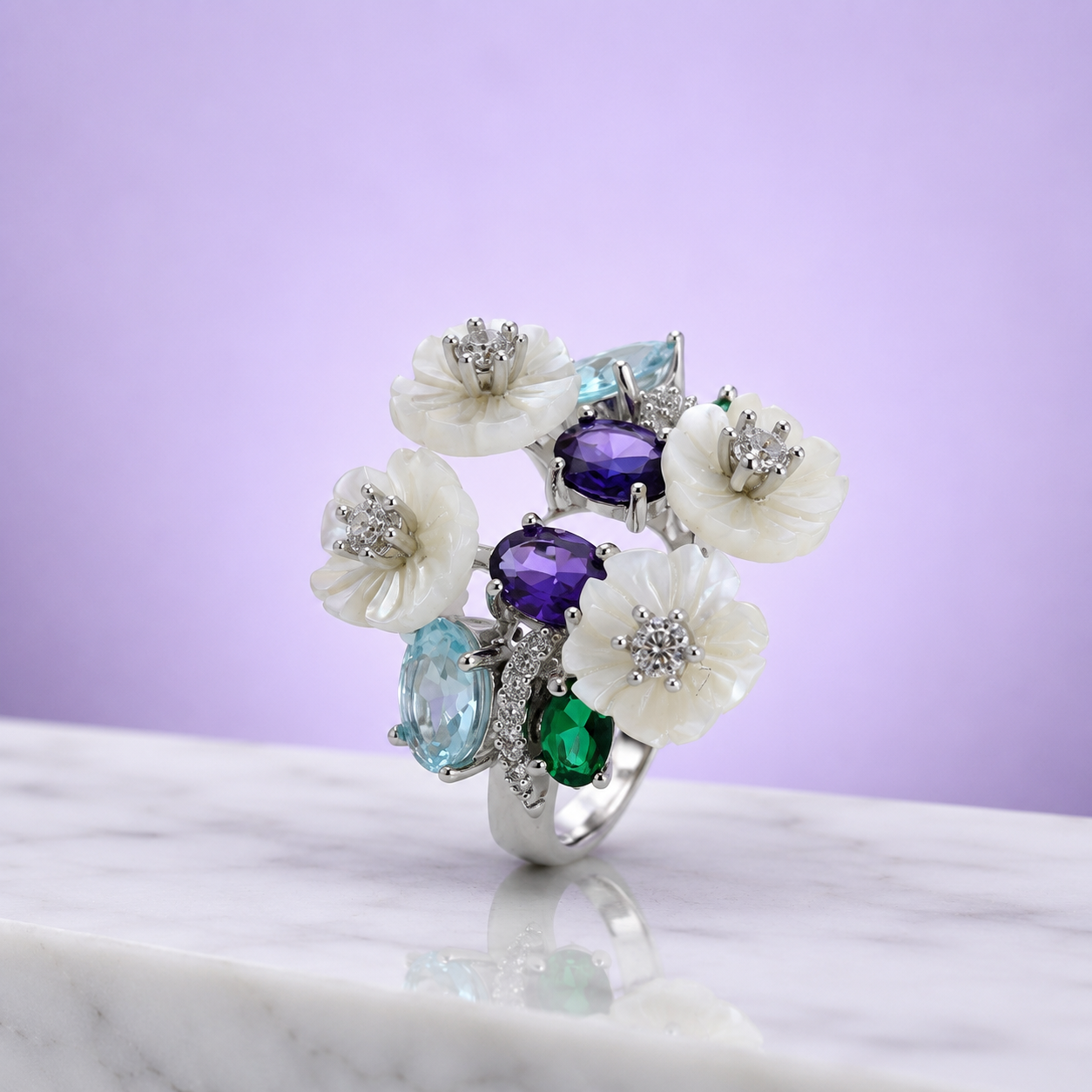Jewel Garden Floral Cluster Ring