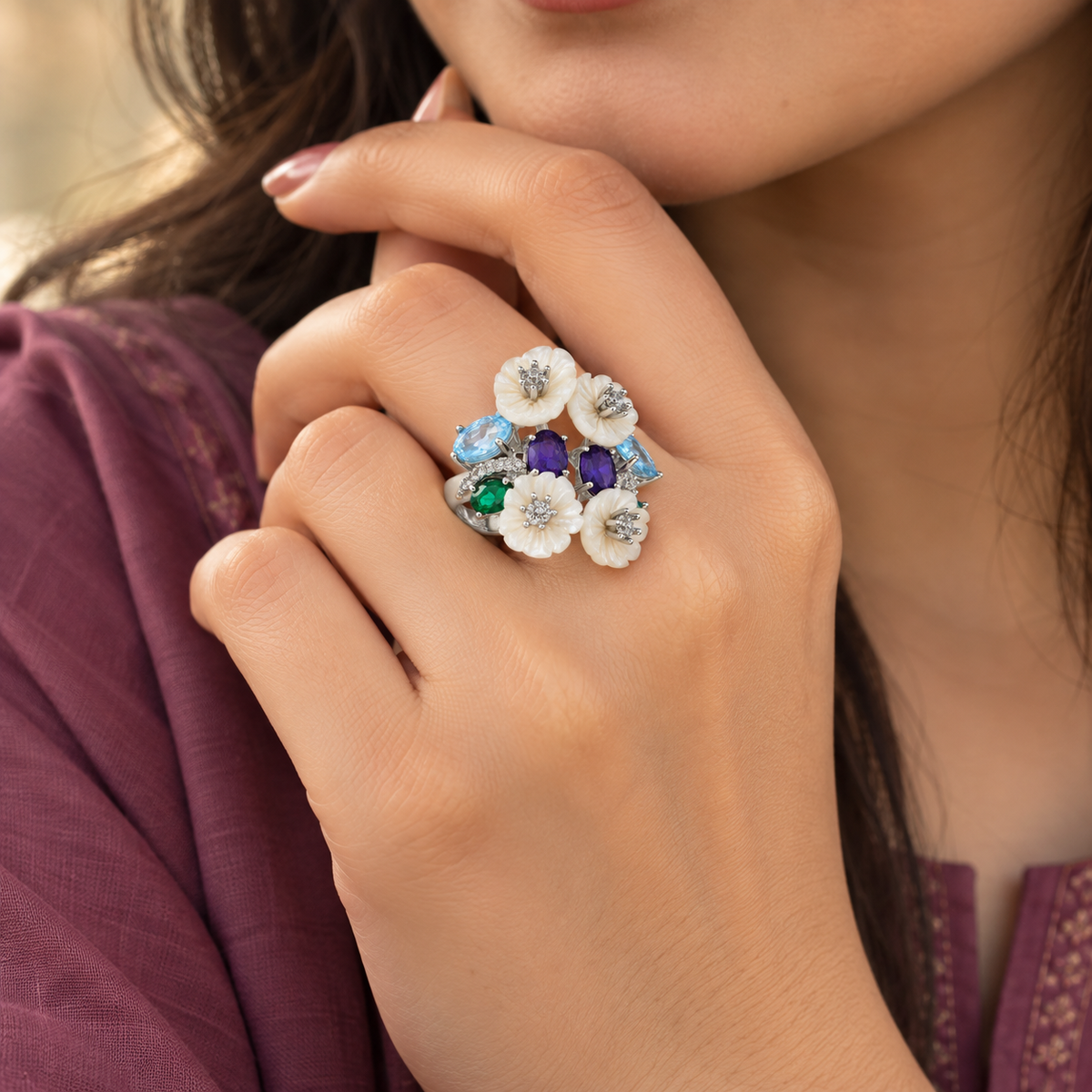 Jewel Garden Floral Cluster Ring