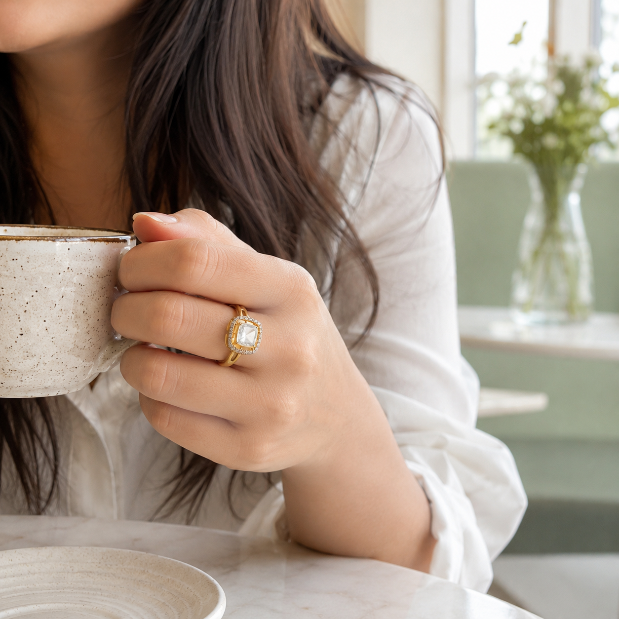 Gold Cushion-Cut Halo Ring
