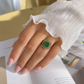 Emerald Double Halo Ring