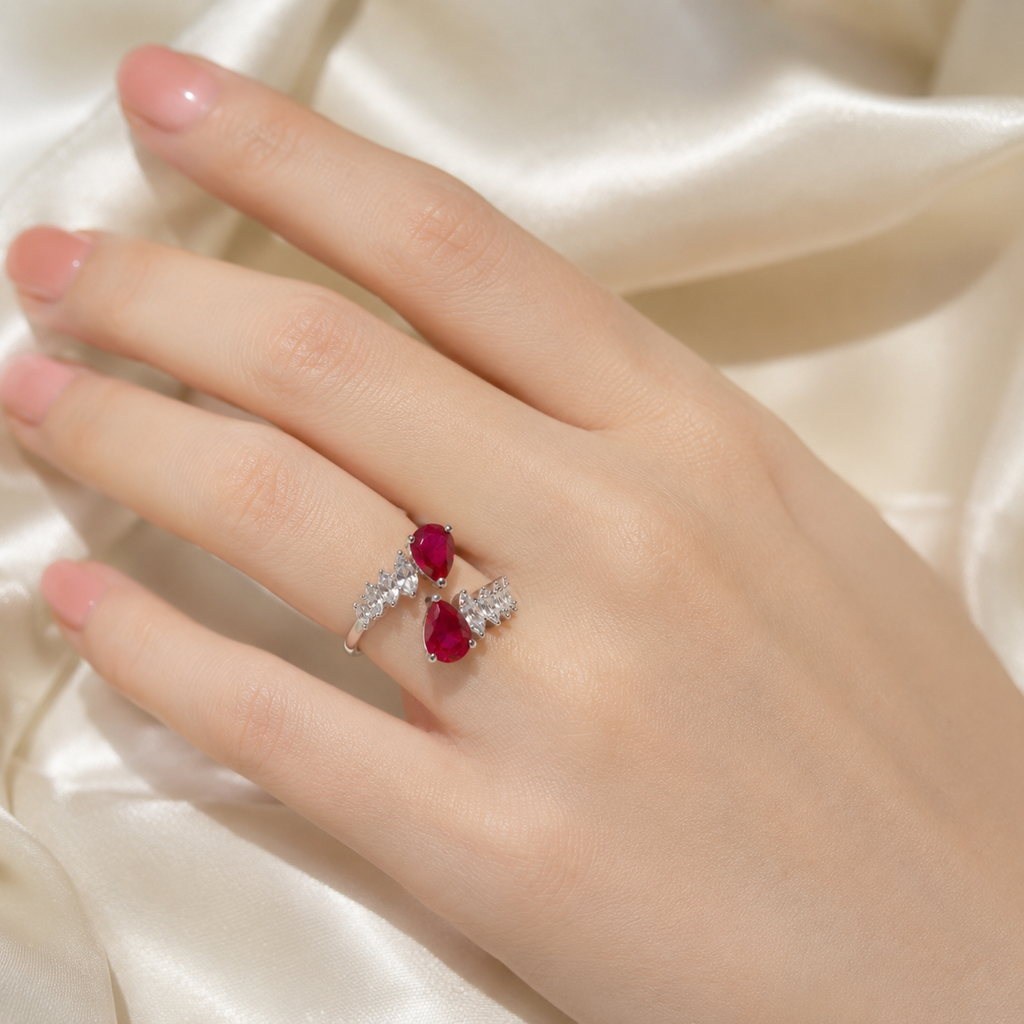 Pear-Cut Ruby-Tone Ring