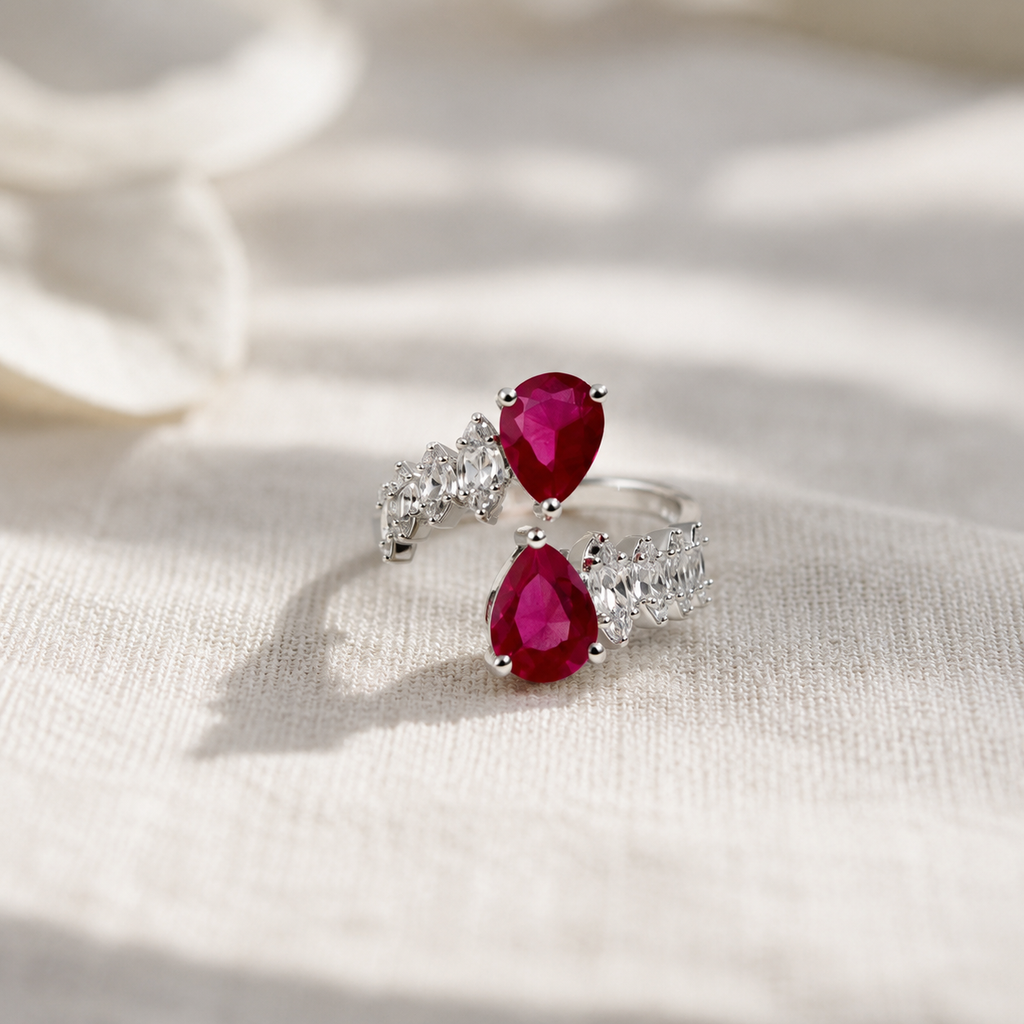 Pear-Cut Ruby-Tone Ring