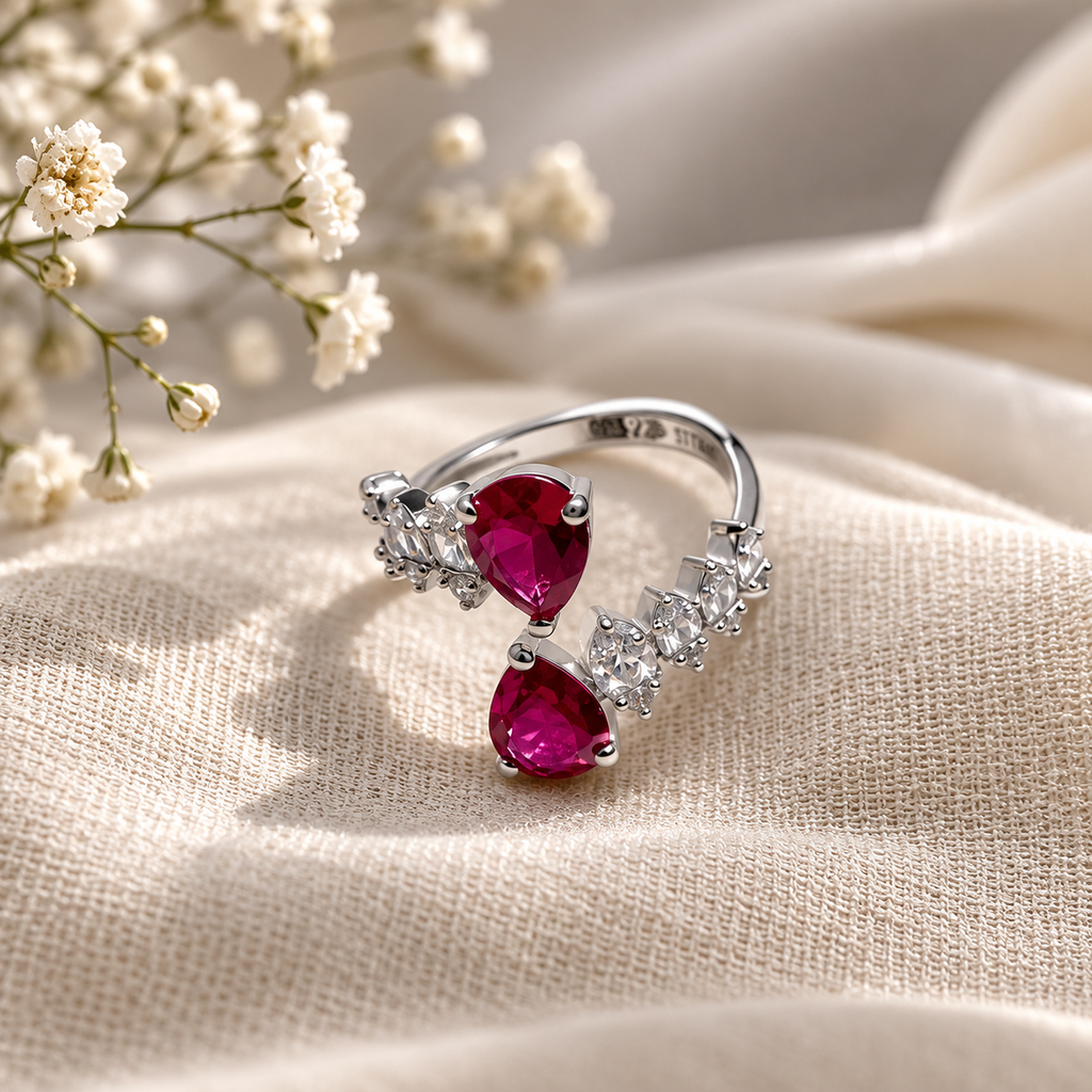 Pear-Cut Ruby-Tone Ring