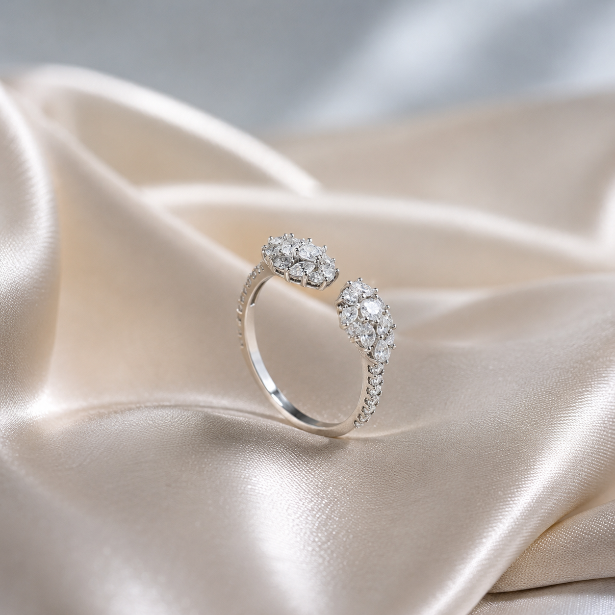 Twin Cluster Open Pave Ring