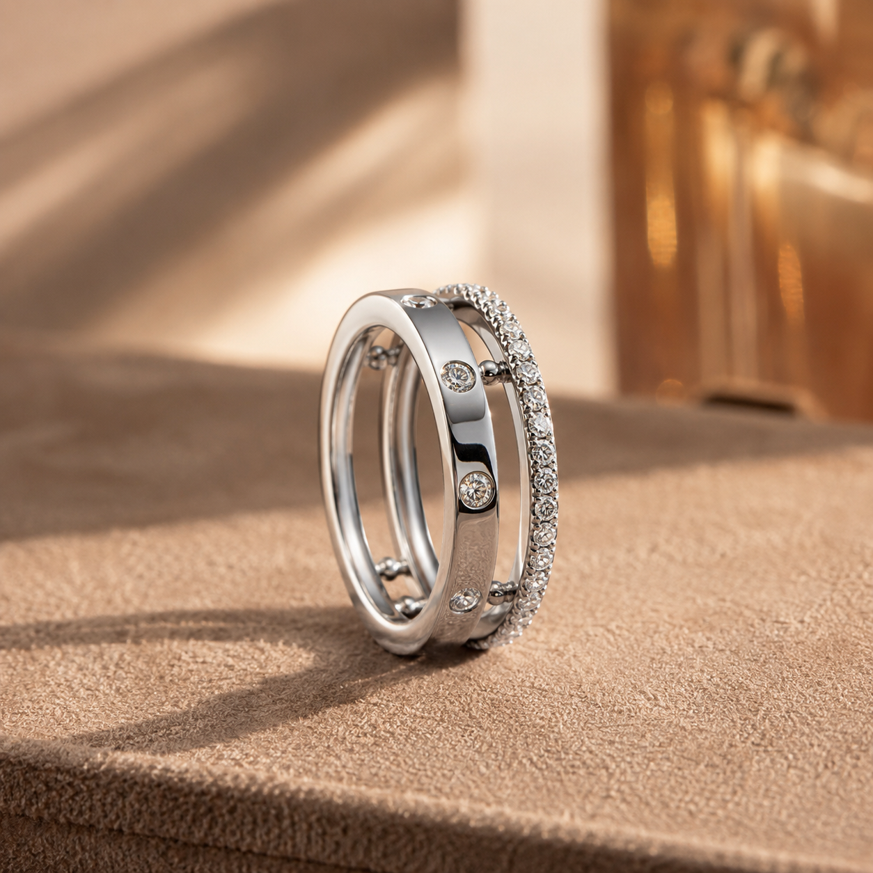 Fused Bezel & Pave Stacking Ring