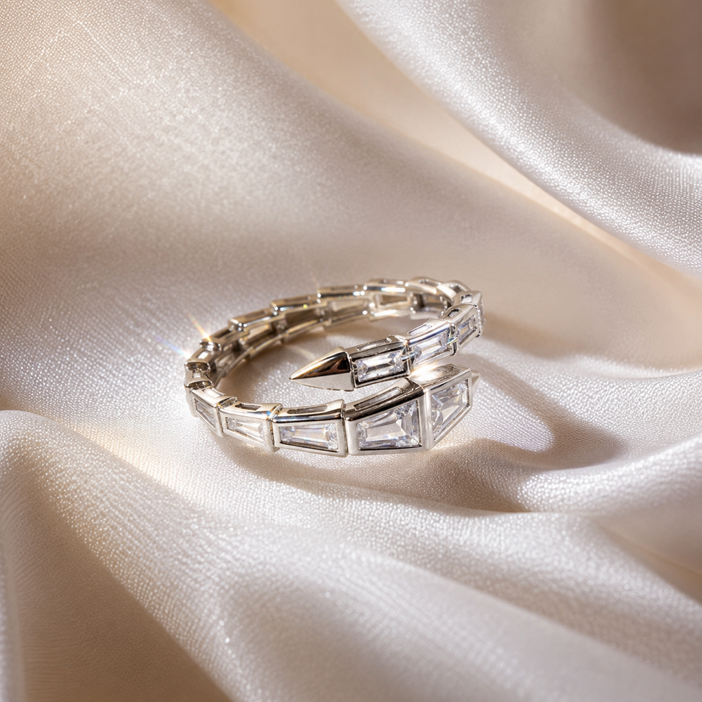 Graduated Baguette Spiral Wrap Ring