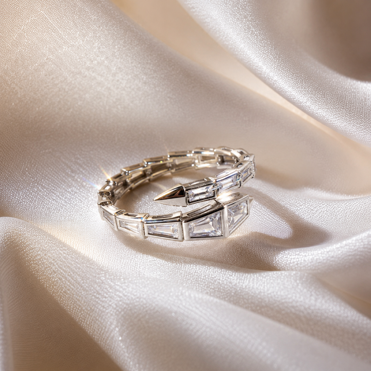 Graduated Baguette Spiral Wrap Ring