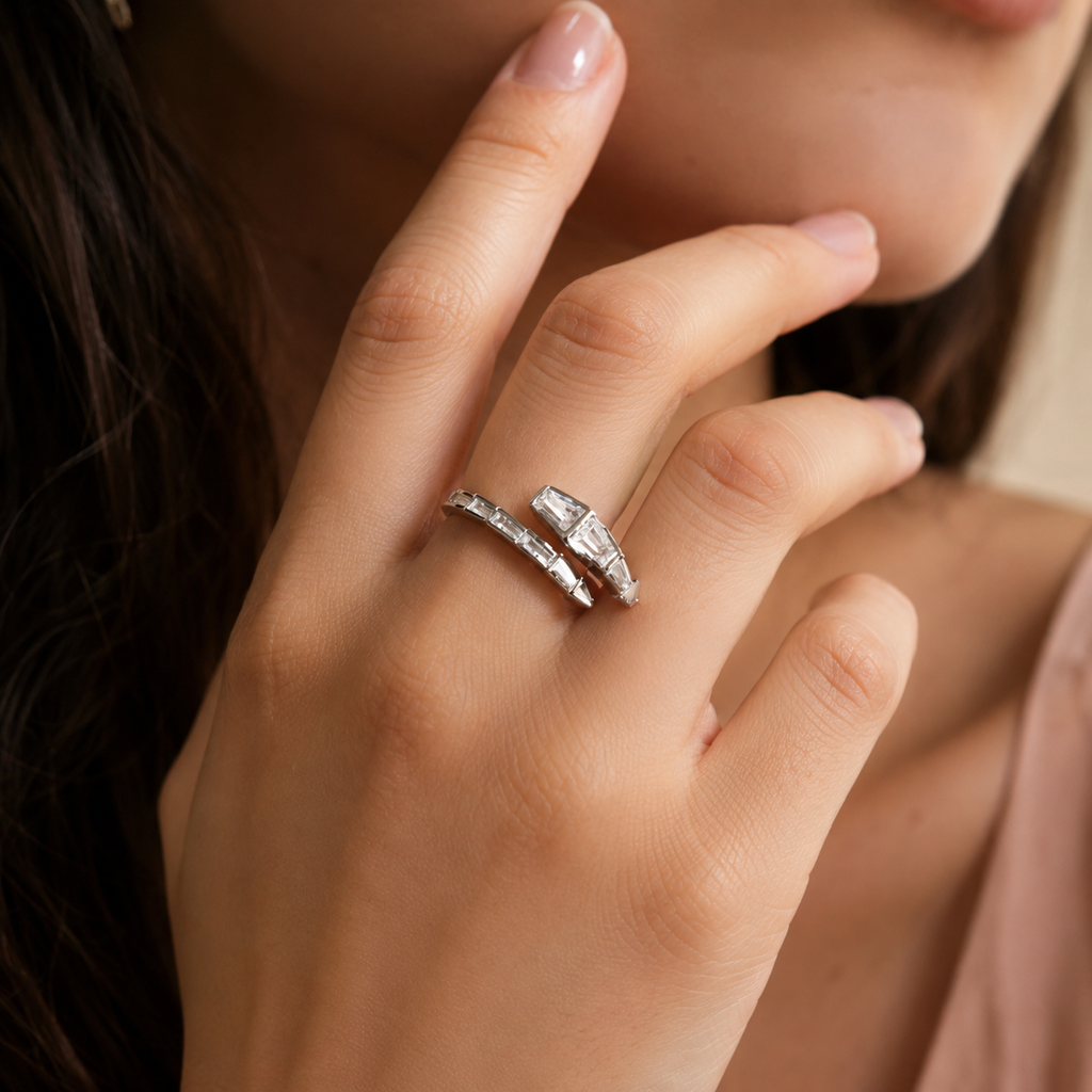 Graduated Baguette Spiral Wrap Ring