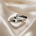 Radiant-Cut Solitaire Crossover Ring