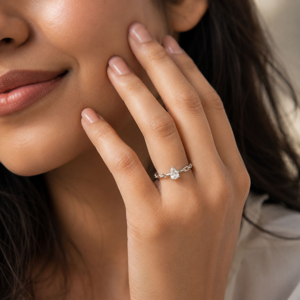 Solitaire Rigid Link Band Ring