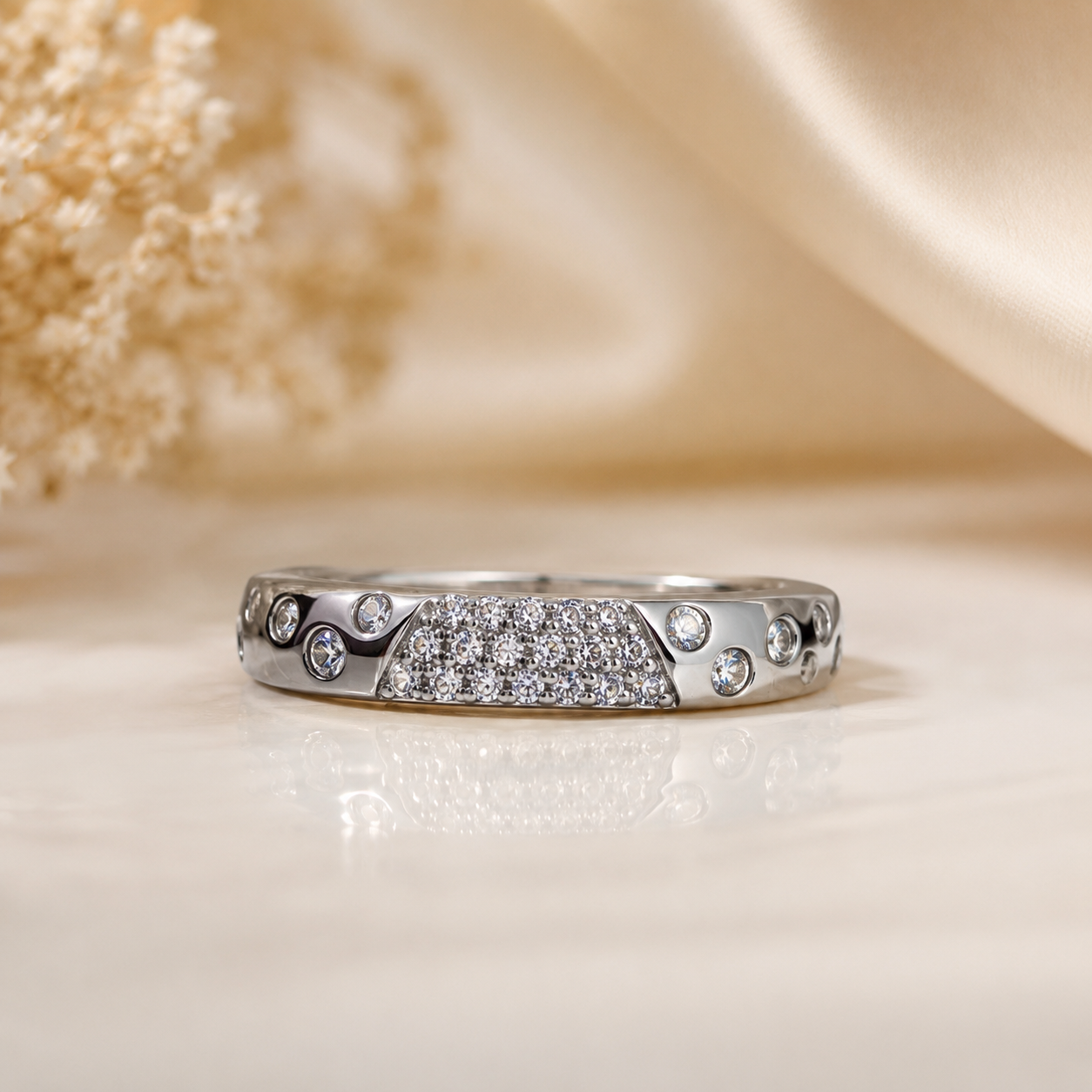 Pave Patch Scattered CZ Band