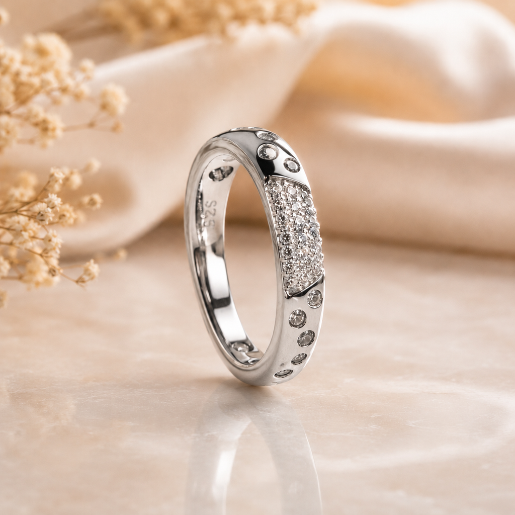Pave Patch Scattered CZ Band